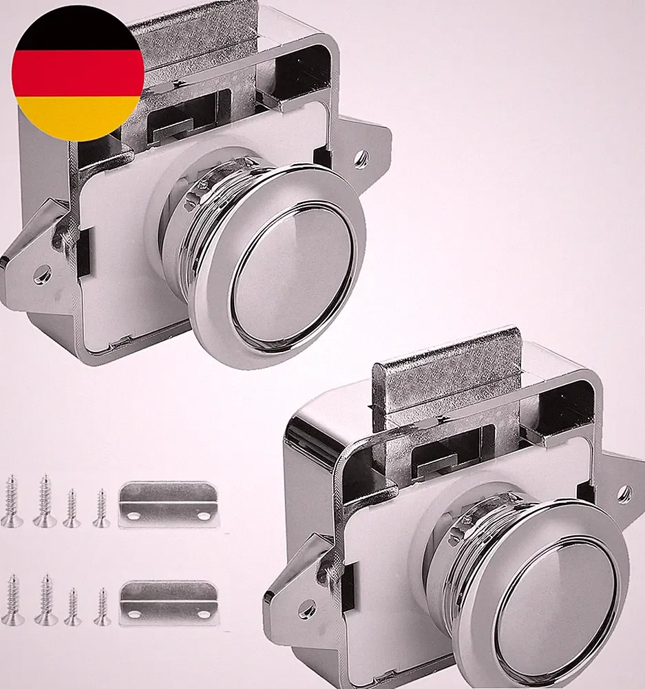 2 Stück Druckknopf-Verriegelungen, Ersatz-Türschloss, Schlüsselloses Türschloss