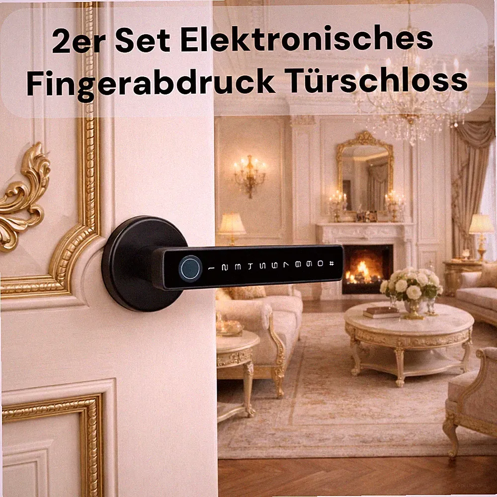 2x Smart Türschloss mit Fingerabdruck – Elektronischer Türöffner mit PIN & NFC