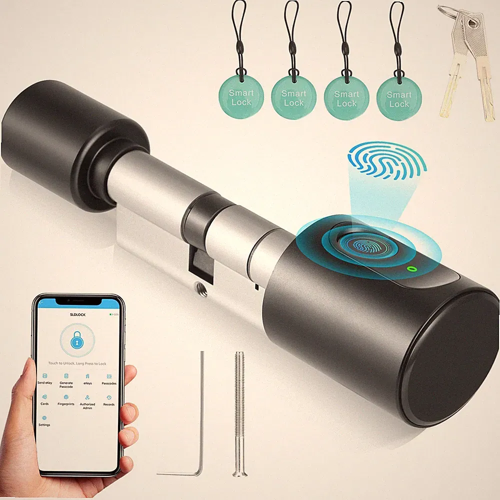 4 IN 1 Smart Schließzylinder mit Bluetooth APP Fingerprint IC-Karte Türschloss