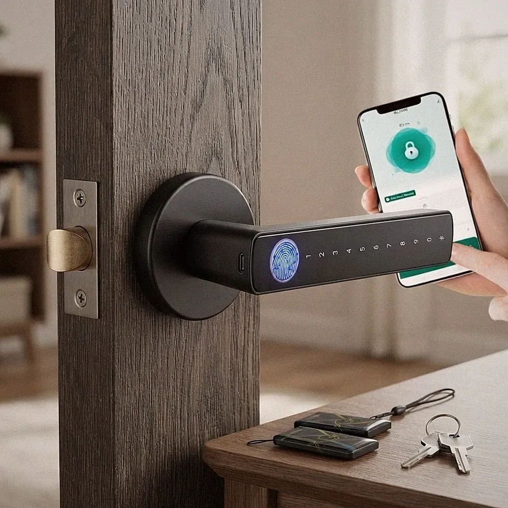 5-in-1 Schlüsselloses Türschloss - Biometrischer Fingerabdruck & APP-Steuerung für Heimsicherheit