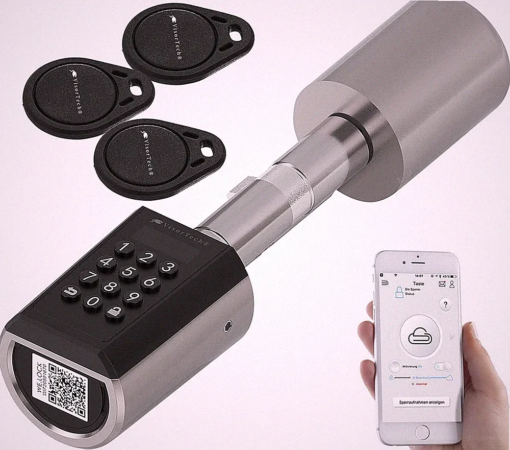 Codeschloss Elektronischer TürSchließzylinder, Transponder, Bluetooth & App,...