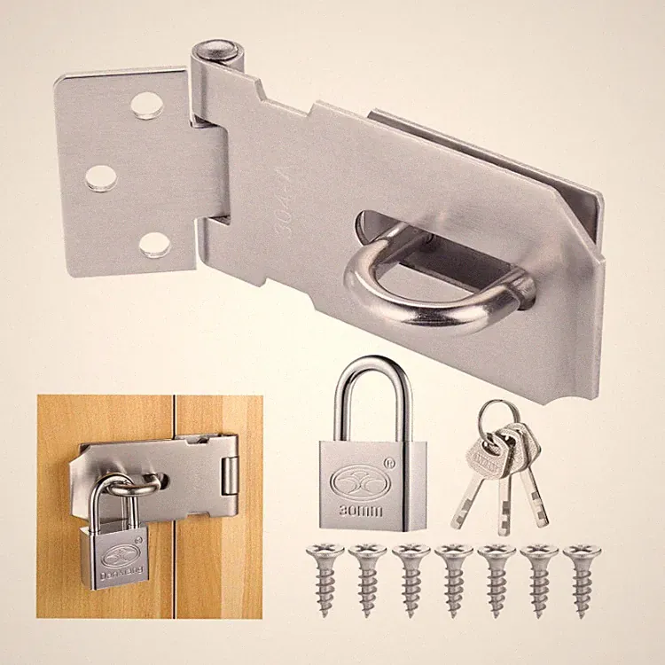 Edelstahl Riegelschloss 3 Zoll Hasp Türverschluss Silber 1 Stück, Türschloss