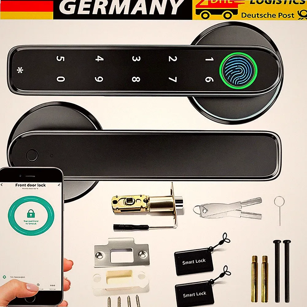 Elektronisches Smart Fingerabdruck Türschloss mit Türgriff-App Türöffner Schloss