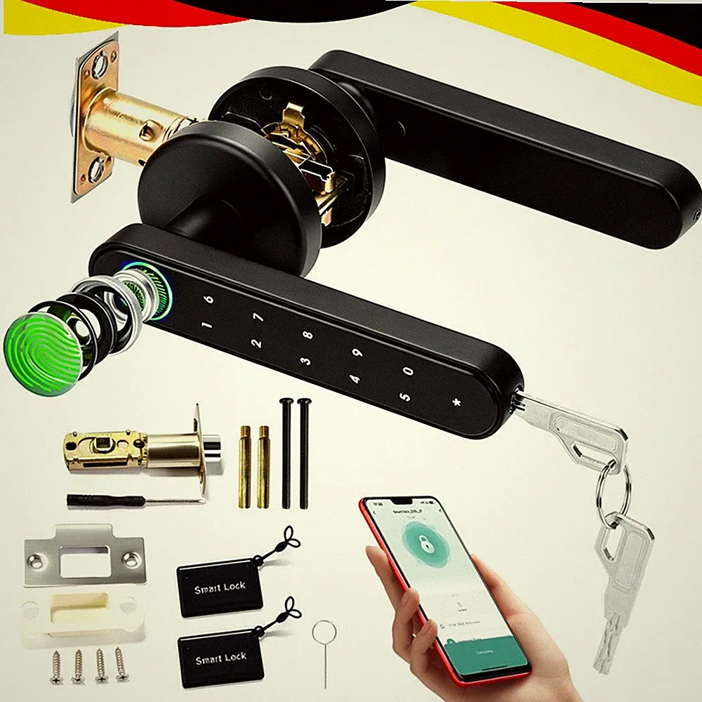 Elektronisches Smart Fingerabdruck Türschloss Türgriff App Türöffner Schloss DHL