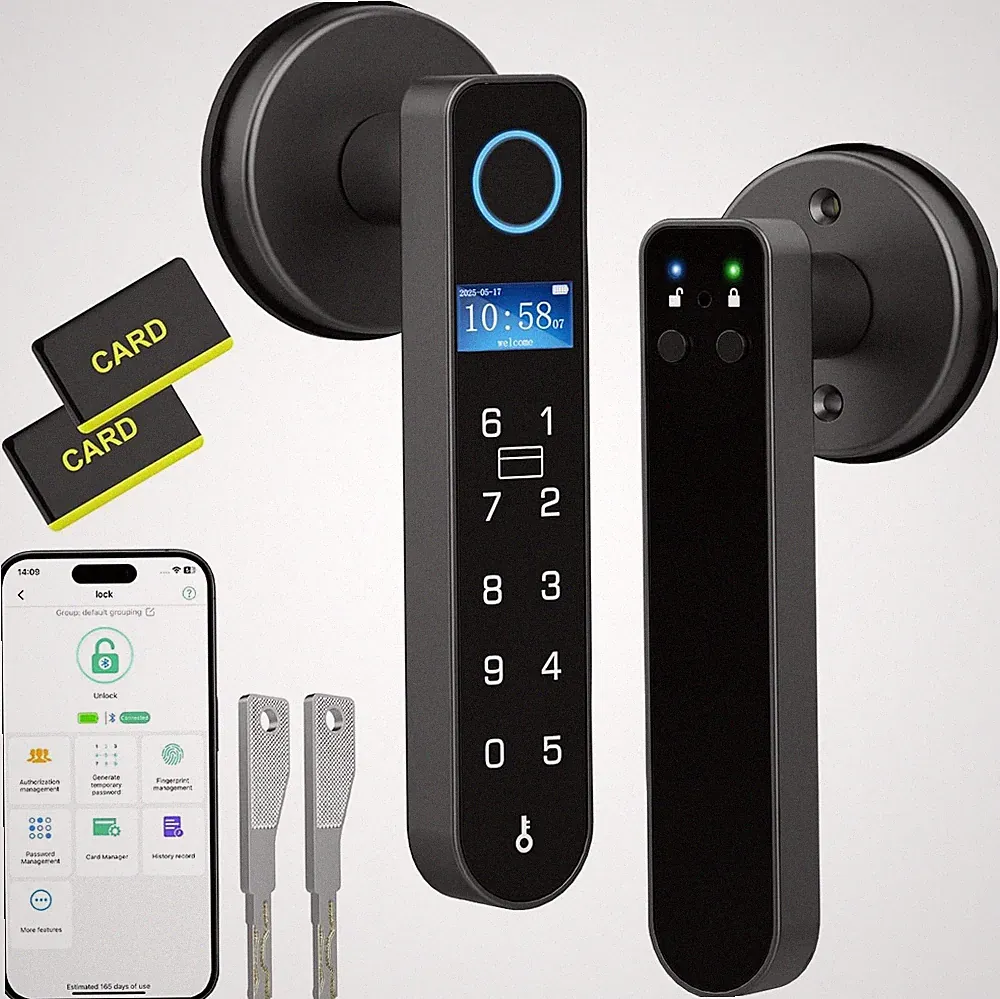 Eseesmart Fingerabdruck Türschloss mit Bildschirm, Tastatur RFID Bluetooth Smart Door