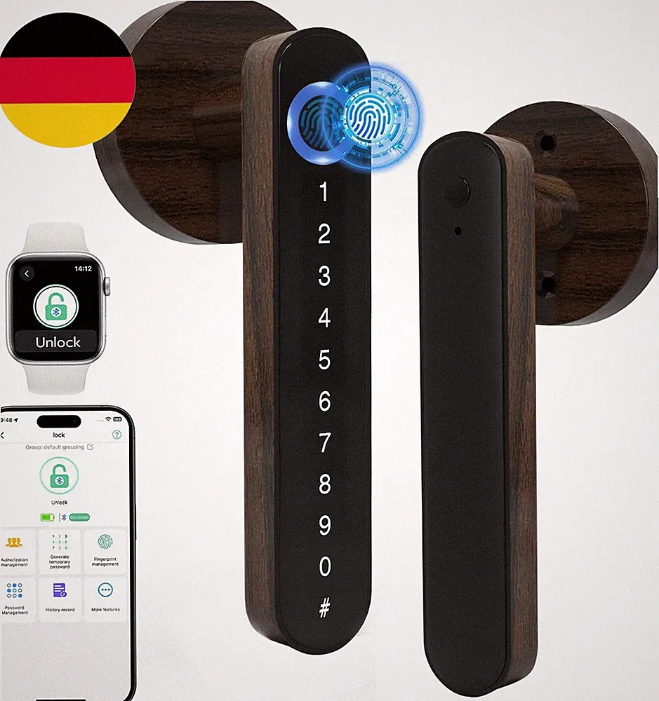 Eseesmart Smart Türschloss - Fingerabdruck-Türschloss Mit Griff, 5 in 1 Smart Lo