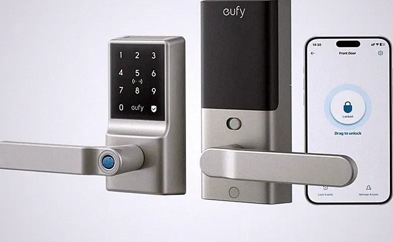 eufy Smart Lock C33 Schlüsselloses Türschloss mit Griff Fingerabdruck, integriertes WLAN