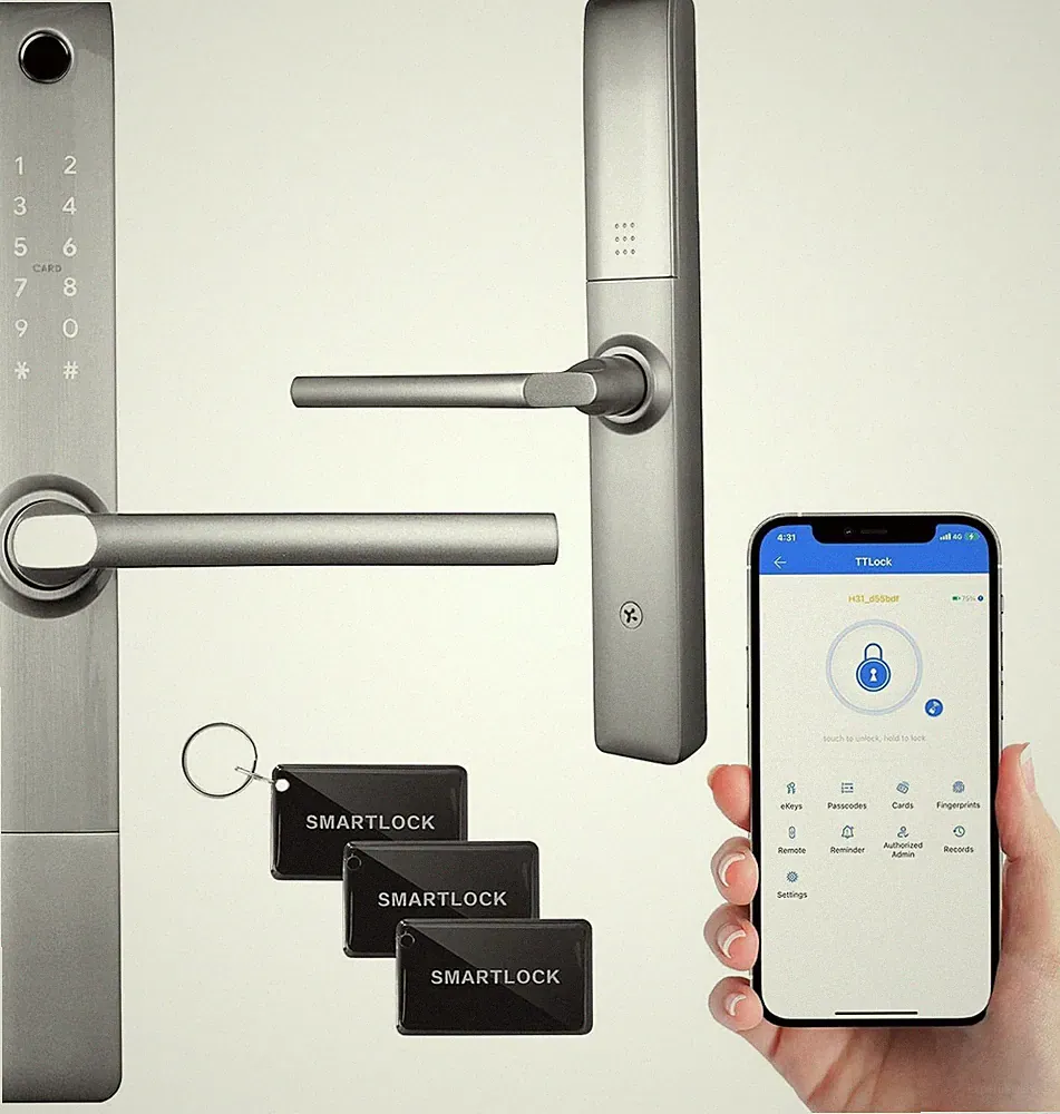 EURA ELH-20H4 Smartes Türschloss mit Griff, Codeschloss, 13,56 MHz