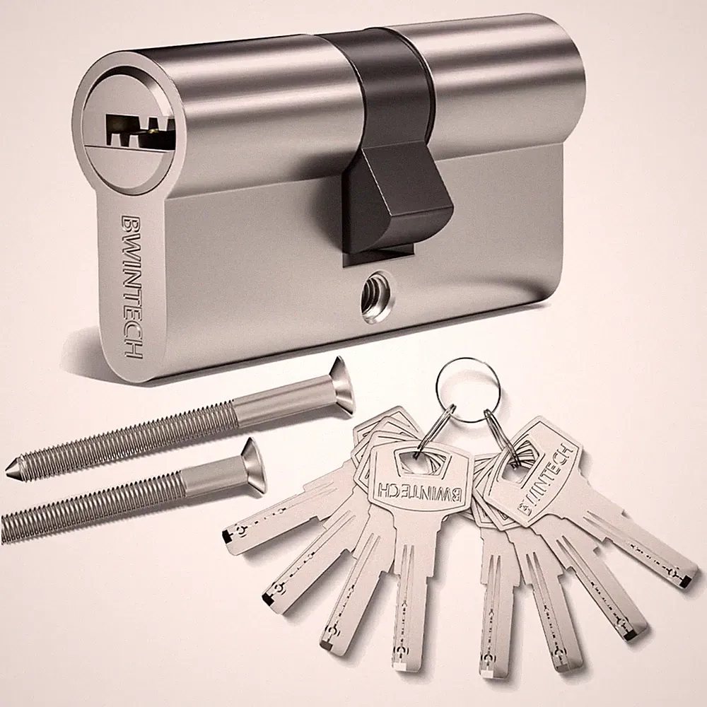 Euro-Zylinder Schloss 60mm 30/30 Nickel Zink Türschloss mit Schlüssel Sicherh...