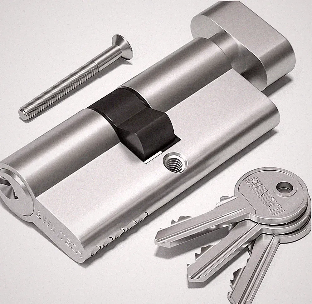 Euro-Zylinder-Türschloss 70 mm 35T/35 Satin Nickel Drehknauf 3 Standardschlüssel