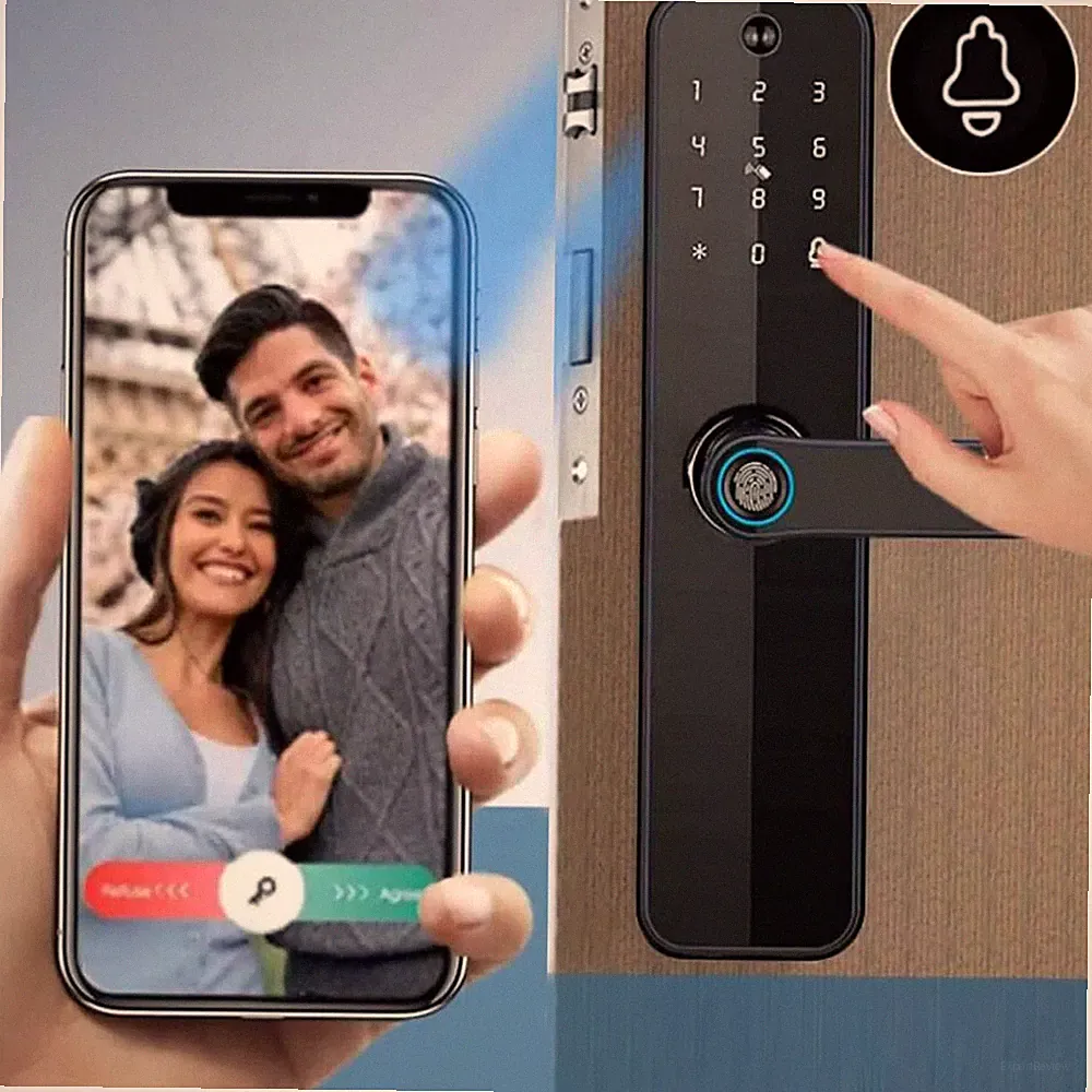 Fingerabdruck Smart Türschloss WiFi Tuya App Steuerung Türöffner Schloss 6 in 1