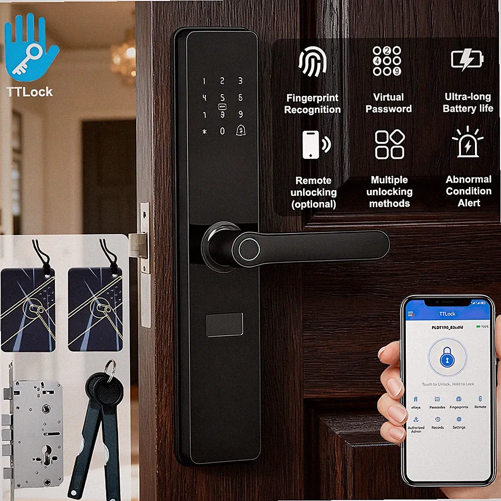 Fingerabdruck Türgriff 6in1 Smart Türschloss Fingerabdruck Digitales Code Zugang