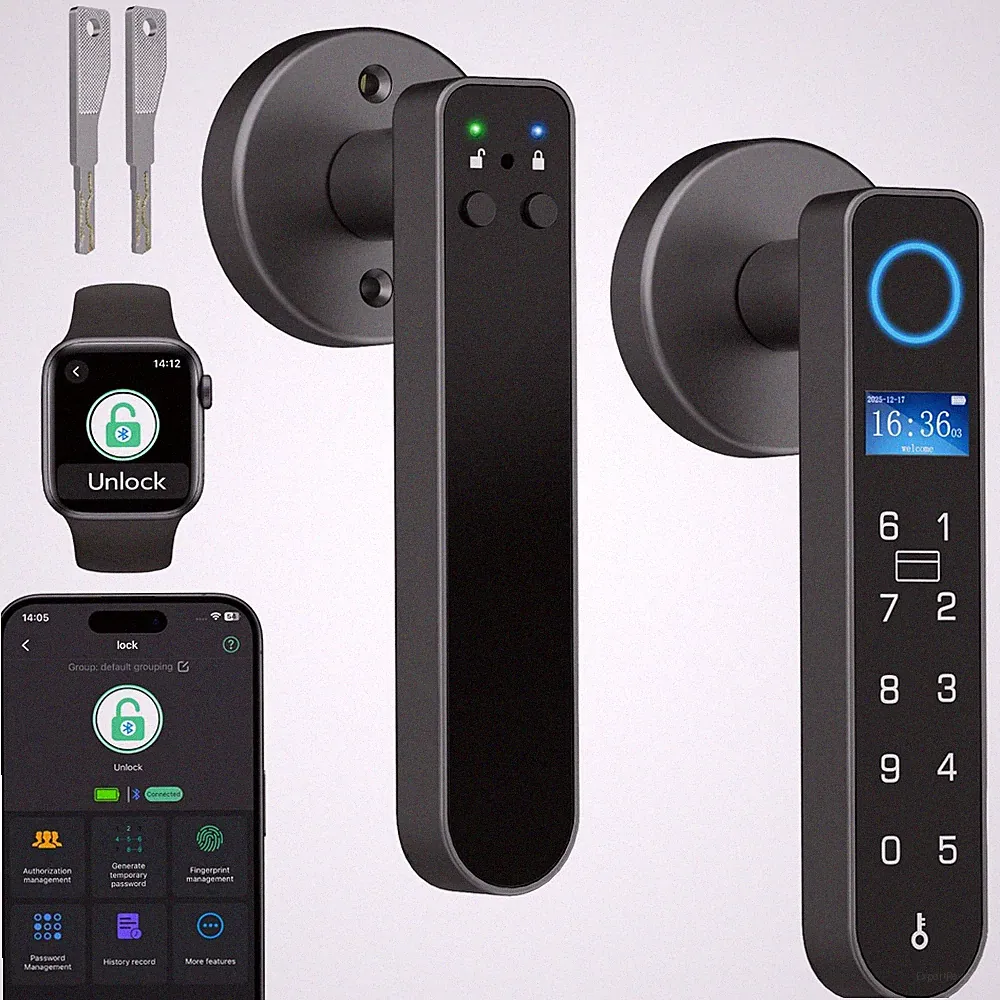 Fingerabdruckgriff Türschloss RFIDKarte NFC Smart Türhebel Digital Keyless En...