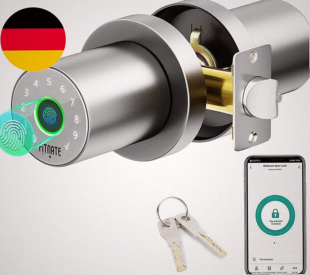 FITNATE 4-In-1 Fingerabdruck Türknopf, Türschloss Fingerabdruck, Smart Biometric