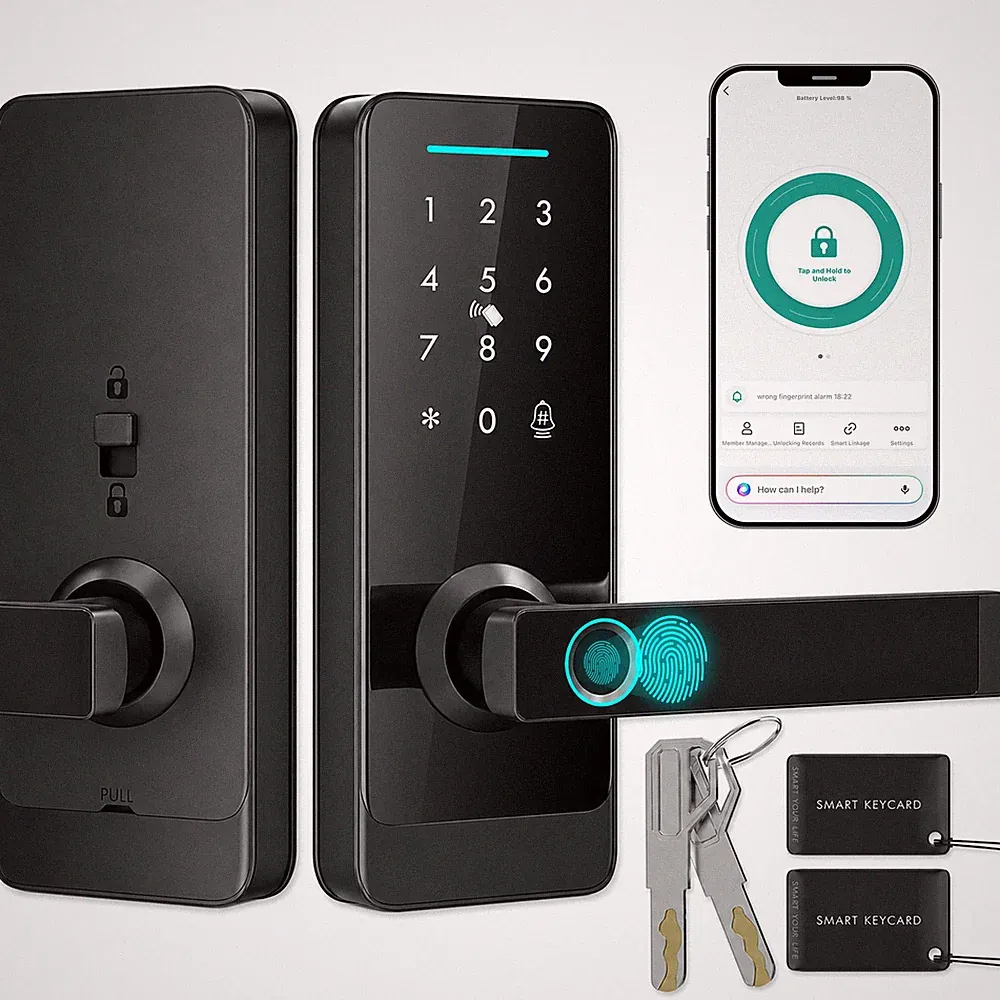 HOMCOM Smart Türschloss, Fingerabdruck/Passcode/APP/NFC/Schlüssel, Türklingel