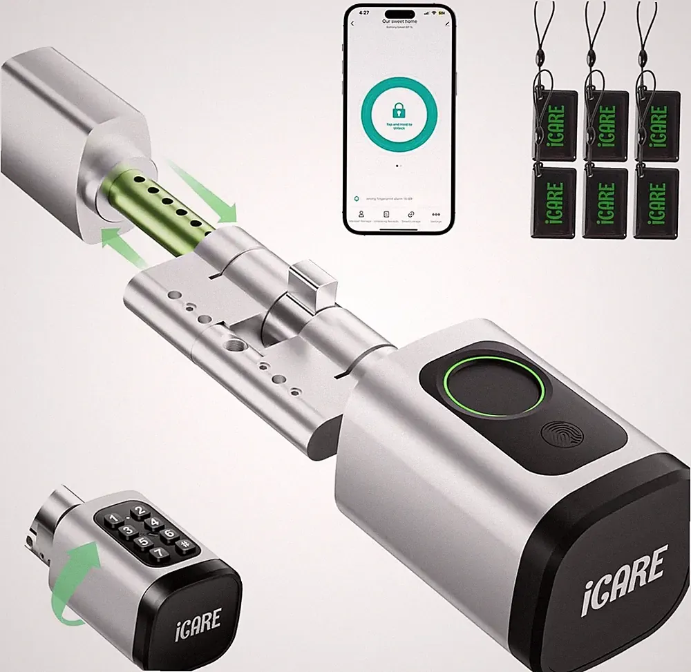 iCare V1 Smart Lock Zylinder | Türschloss mit Fingerabduck | Bluetooth | App