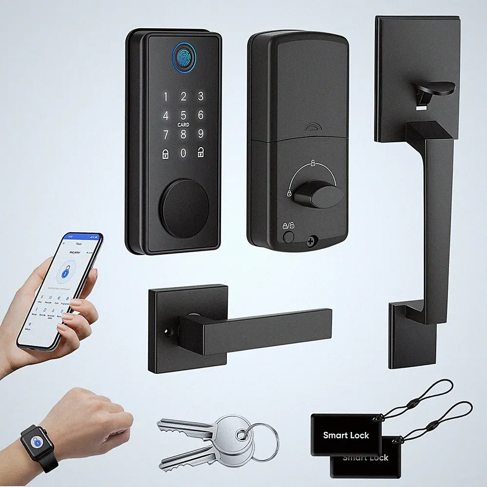 MYPIN Smart Türschloss mit biometrischem Fingerabdruck & Touchscreen Tastatur & schwarz