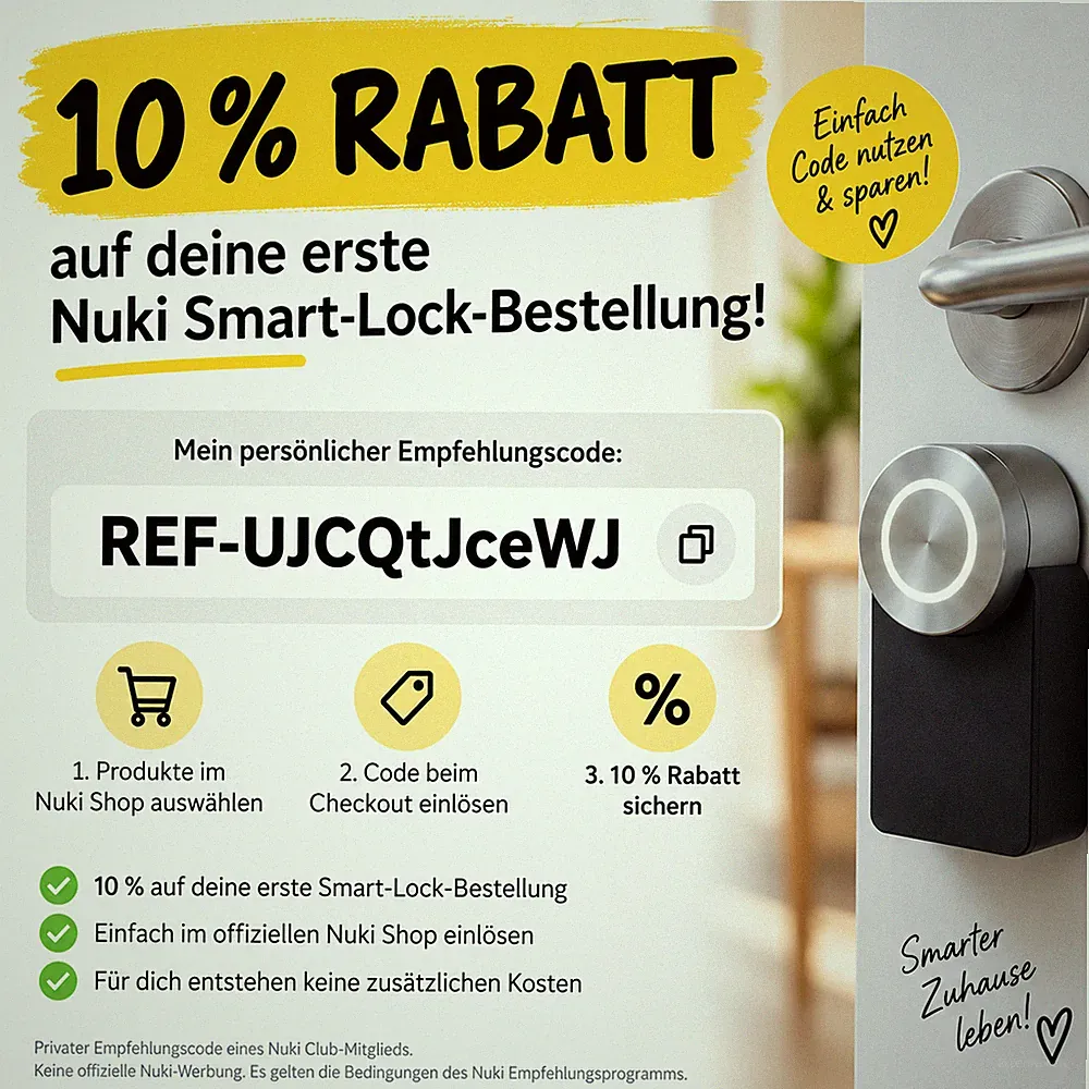 NUKI SMART LOCK - kostenlos 10% Rabatt im NUKI Shop Code: REF-UJCQtJceWJ