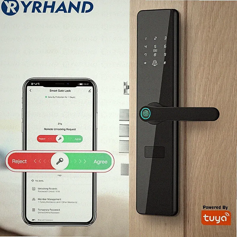 Outside Front Cerradura Inteligente Waterproof Tuya wifi Smart Door Lock Anti-lo
