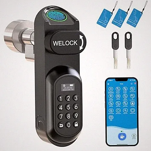 Serrure connectée biométrique RUILON U81 à code, RFID et empreinte digitale