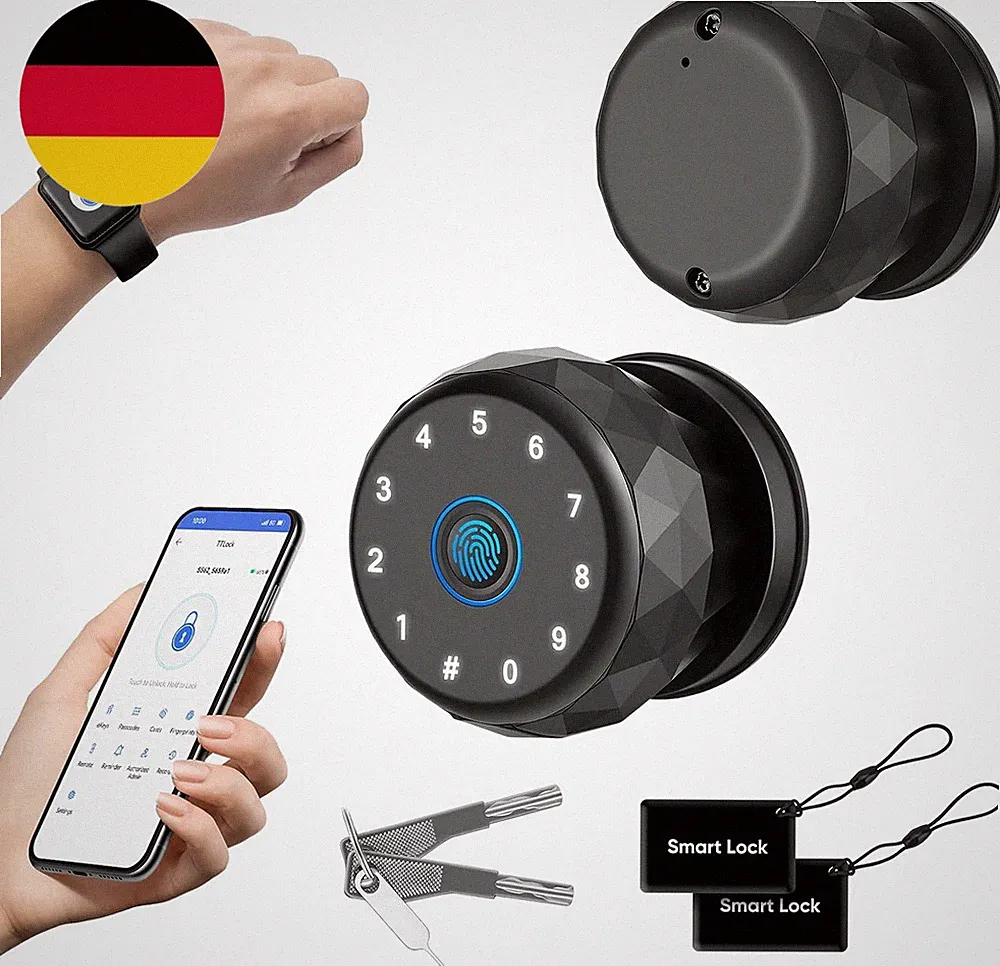 Smart Fingerabdruck-Türschloss Mit Tastatur, Biometrischer Türknauf Und App-Steu