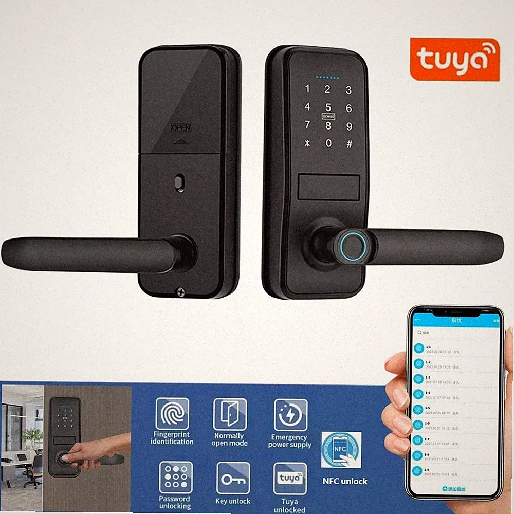 Smart Fingerabdruck Türschloss WiFi Elektronische Intelligente Haustürschloss DE
