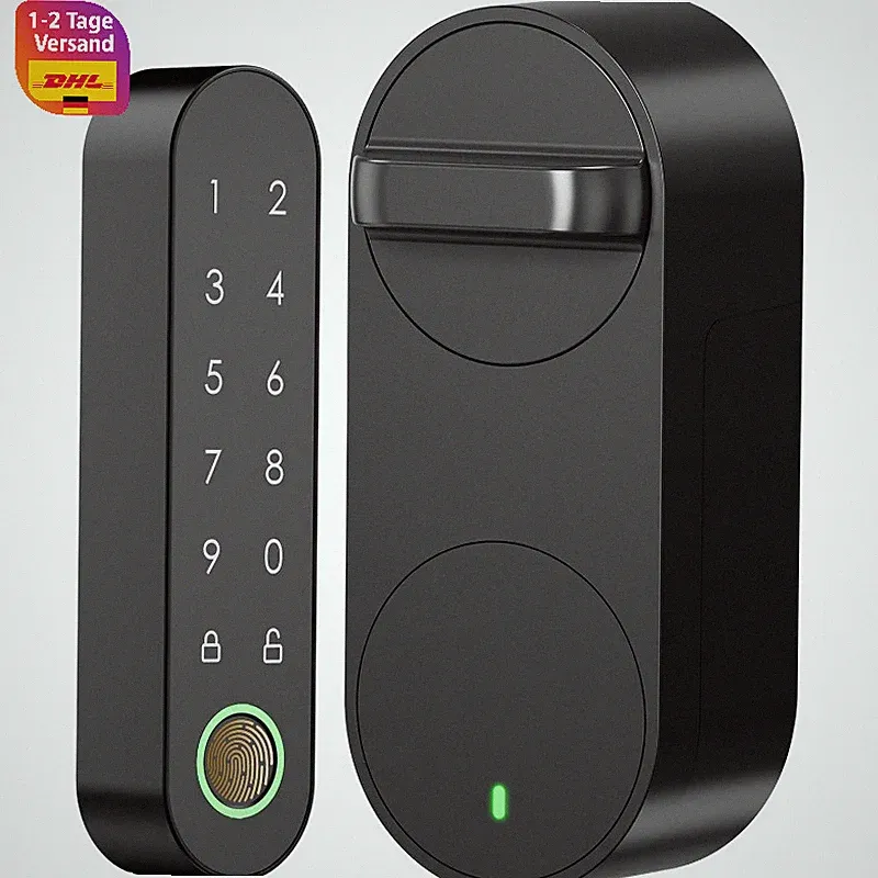 Smart Lock Elektronisches Türschloss Fingerabdruck Bluetooth Nachrüstbar Schwarz