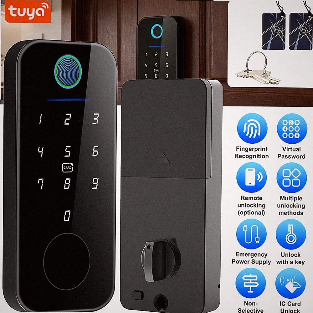Smart Lock Fingerabdruck Türschloss Bluetooth Tuya App Code Karte Keyless Entry