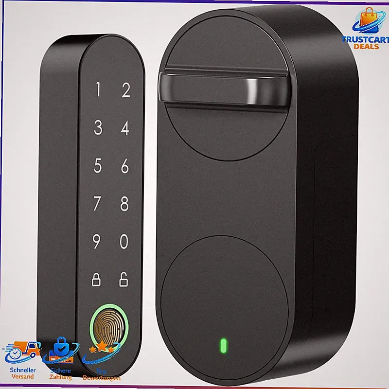 Smart Lock Türschloss Elektronisch Fingerabdruck Bluetooth Nachrüstbar Schwarz