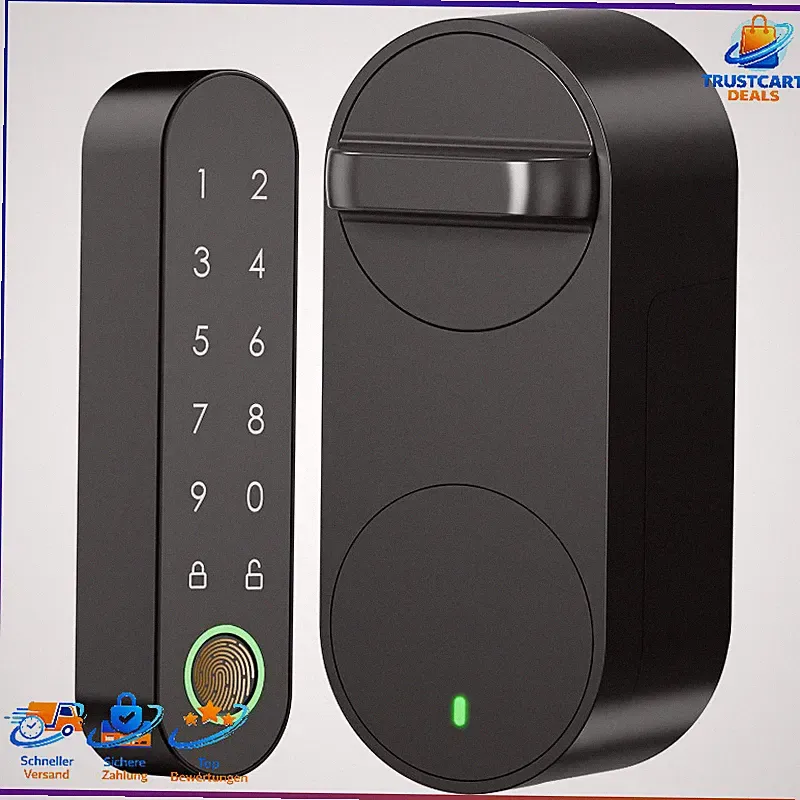 Smart Lock Türschloss Fingerabdruck Bluetooth Elektronisch Nachrüstbar Schwarz