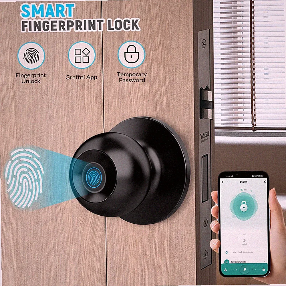 Smart Türknauf Fingerabdruck Türschloss Biometrisches Türschloss mit Schlüssel