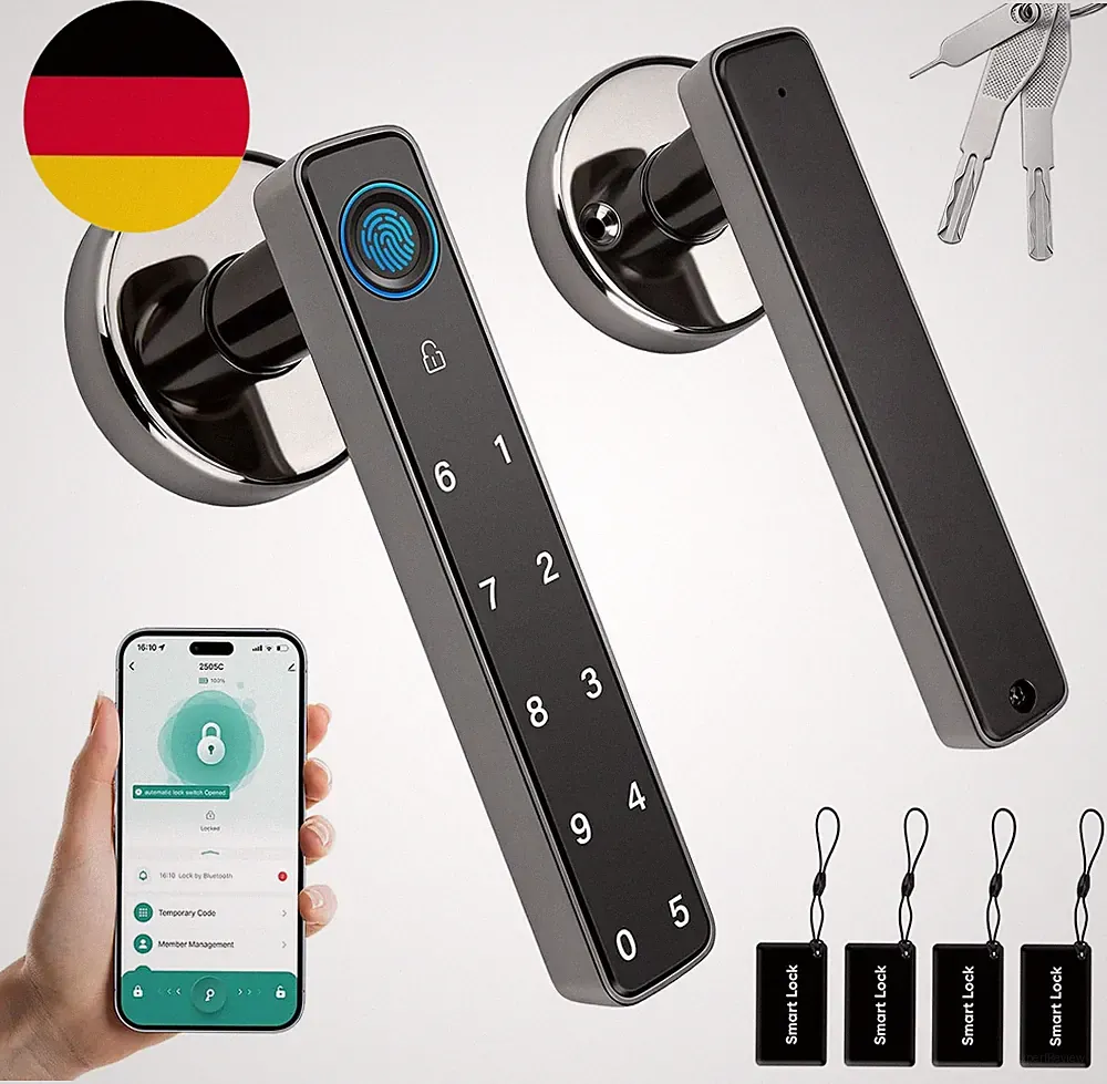 Smart-Türknauf Mit Fingerabdrucksensor, Tastatur Und App-Steuerung, Lokaler Date
