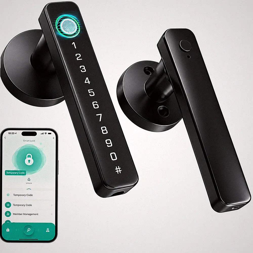 Smart Türschloss 5-in-1 Fingerabdruck & App-Fernsteuerung – Rund