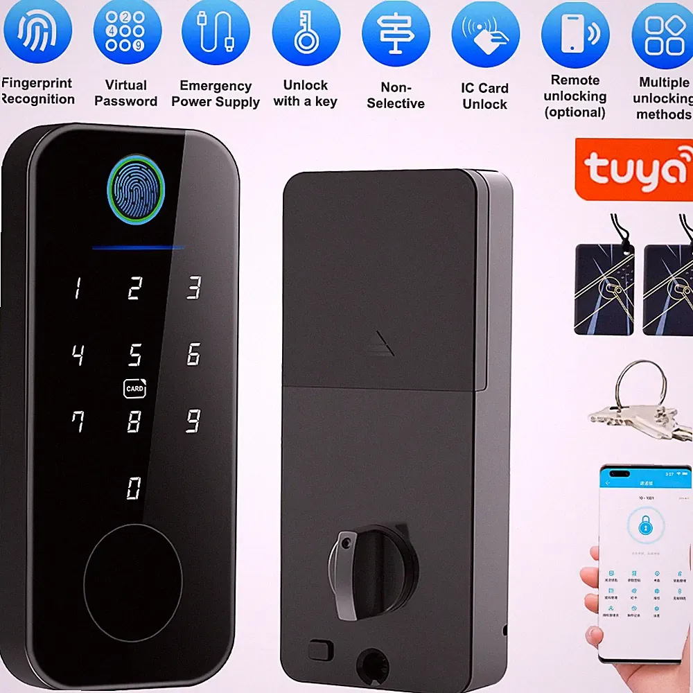 Smart Türschloss Bluetooth Fingerabdruck Code Keyless Entry Tuya App Schloss