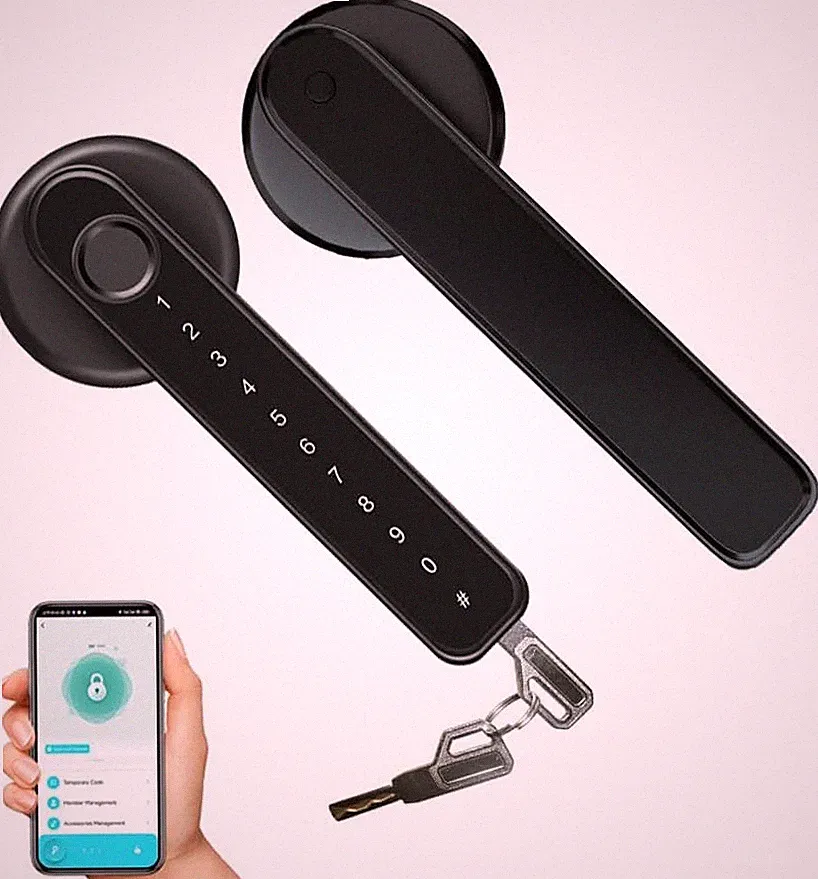 Smart Türschloss Fingerabdruck mit Tastengriff schlüssellos für Zuhause Büro