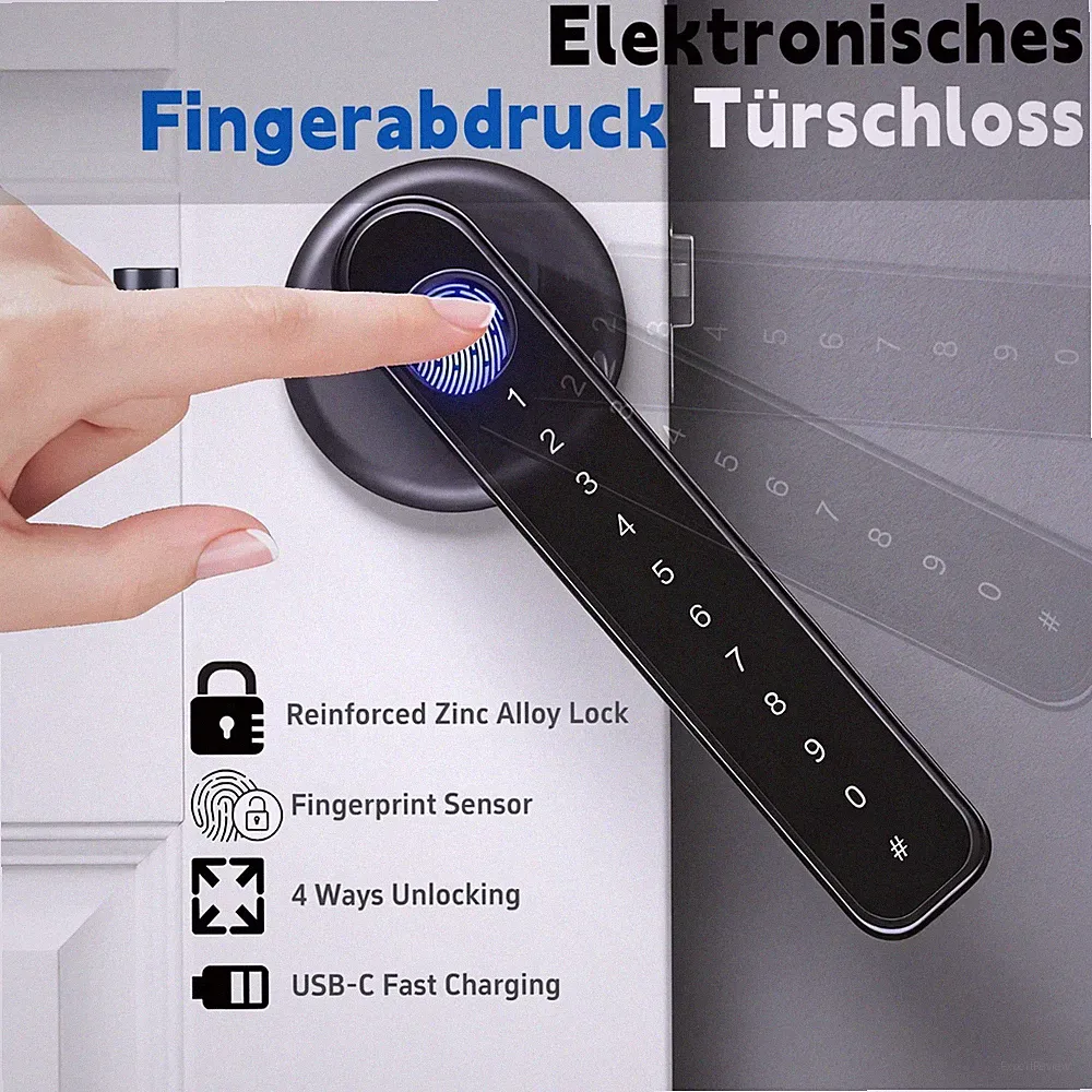 Smart Türschloss Fingerabdruck PIN NFC Elektronisches Schloss Keyless Entry