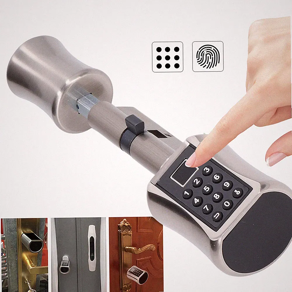 Smart Türschloss Fingerprint Türöffner Password Tür Schließzylinder für 40‑100mm