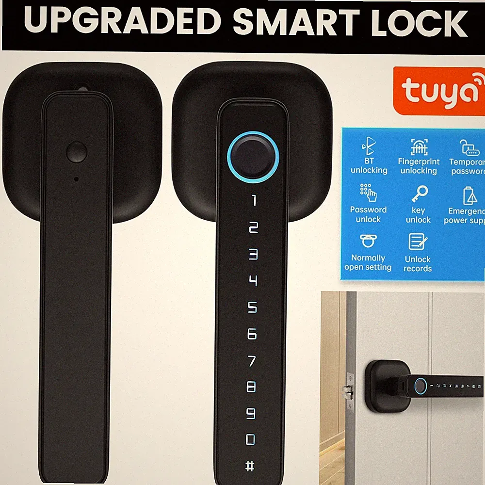 Smartes Türschloss Fingerabdruck Tastatur 5-in-1 Haustür ohne Bohren für Haustür