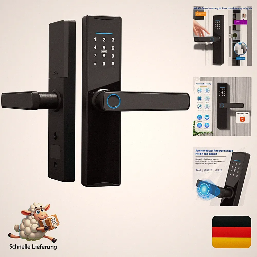 Splenssy Tuya Smart Türschloss Elektronisch Fingerabdruck Tastaturschloss Blu...