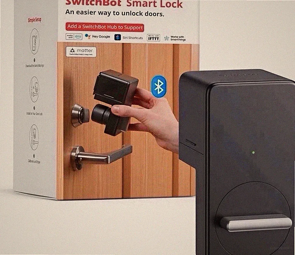 SwitchBot Smart Lock Bluetooth Smart-Türschloss für Tür, schwarz, IFTTT