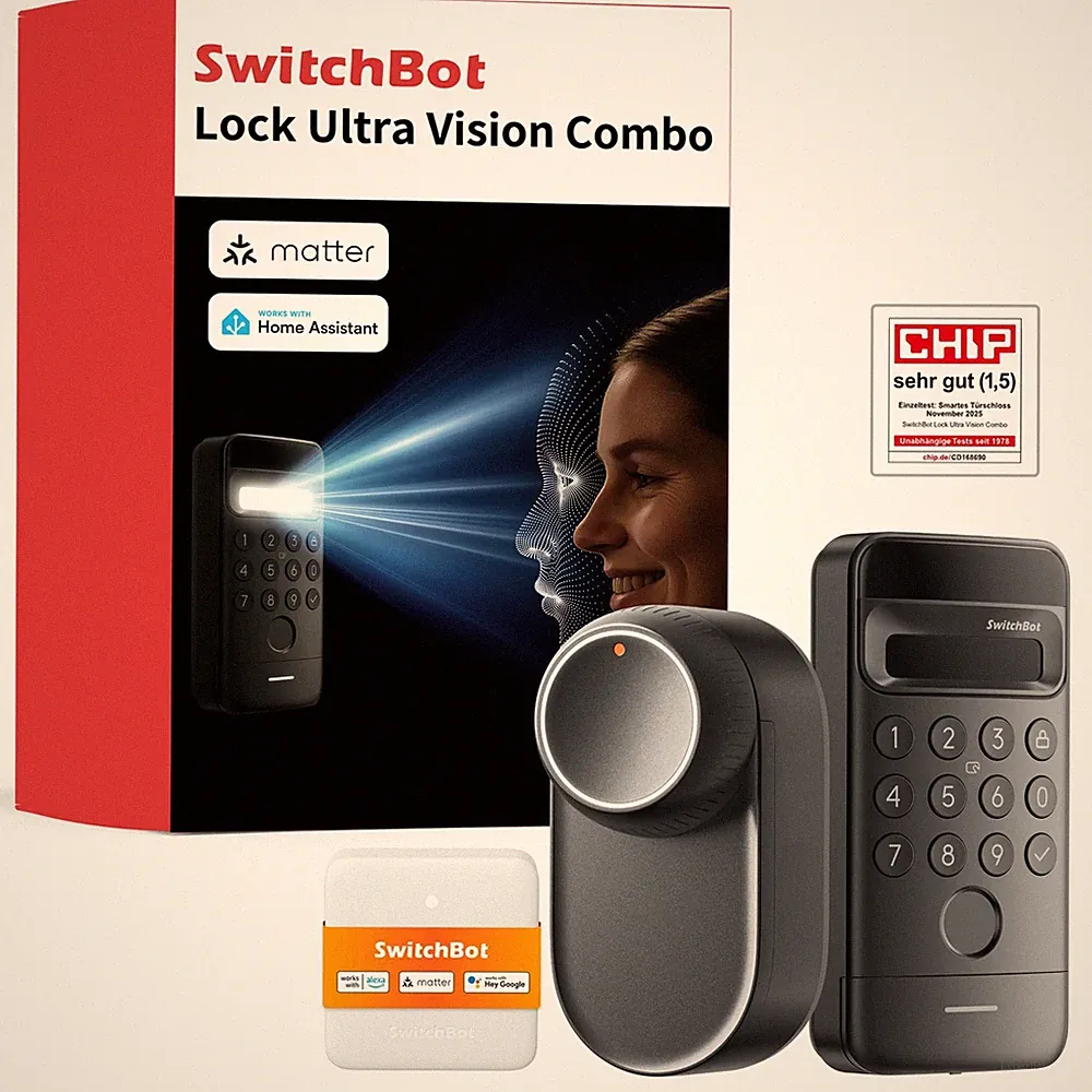 SwitchBot Smart Lock Ultra mit 3D-Gesichtserkennung&Fingerabdruck für Schwarz
