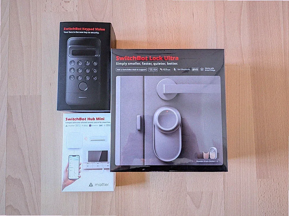 Switchbot Smart Lock Ultra silber, Keypad Vision 3D Hub Mini Matter, Geofencing!
