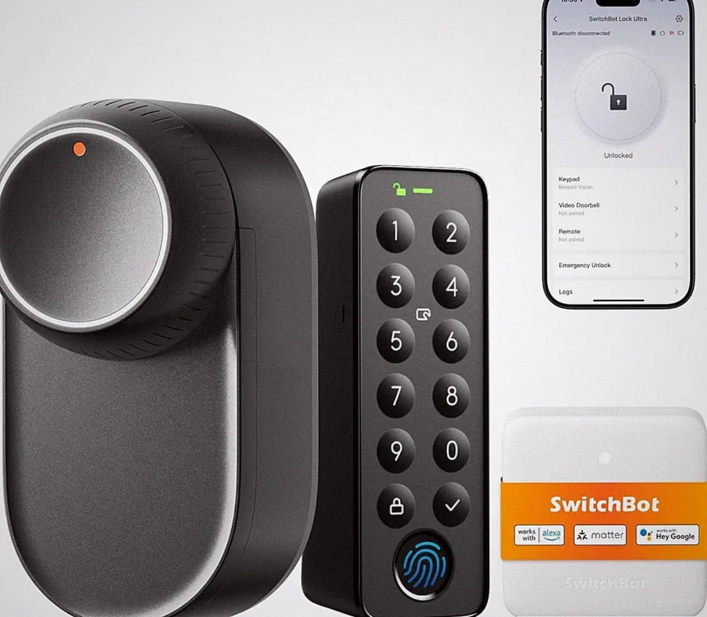 SwitchBot WLAN Smart Lock Ultra Fingerprint Türschloss mit Aufladung Alexa