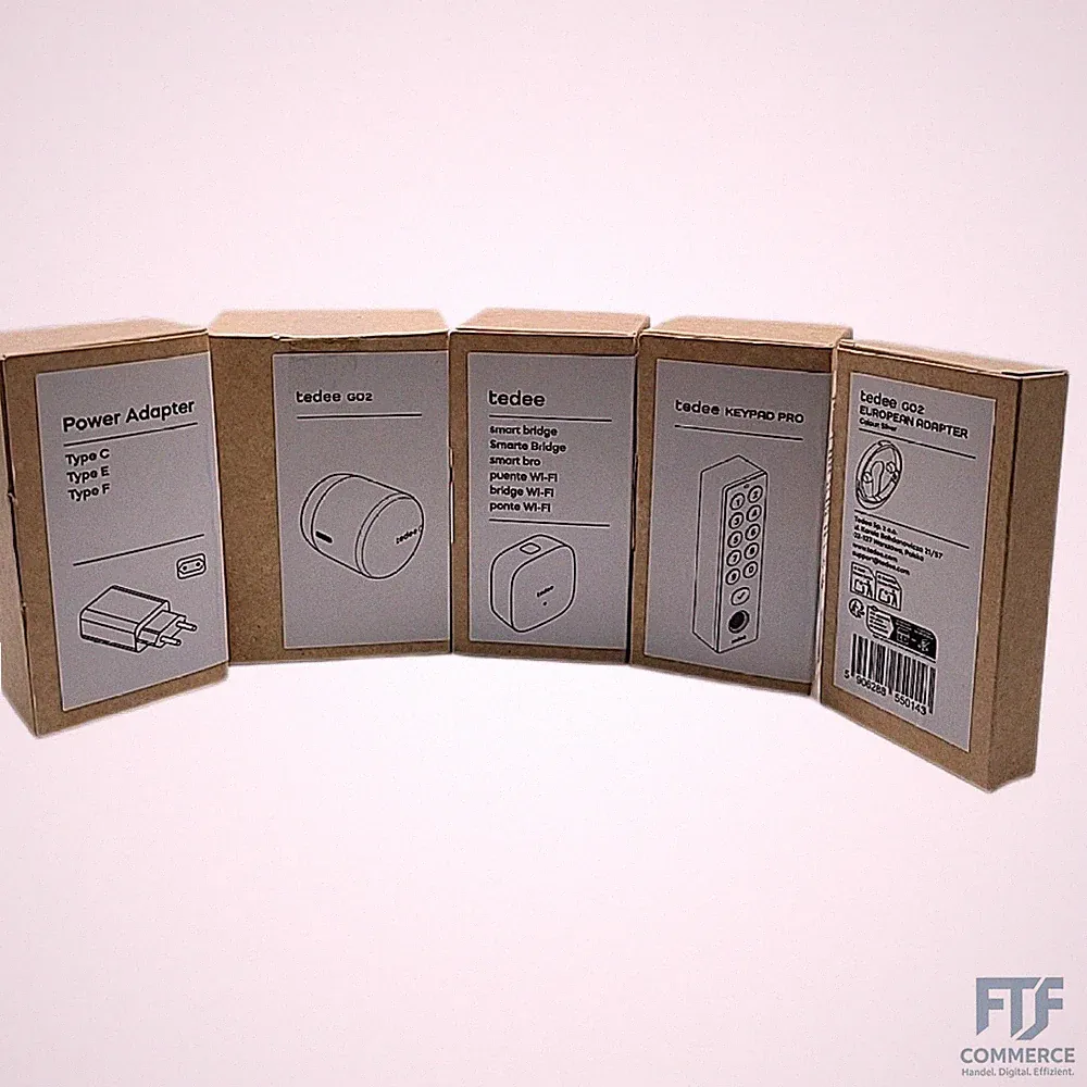 tedee Lock GO 2 Aluminium Set |smartes Türschloss Silber | WLAN-Bridge | biometr