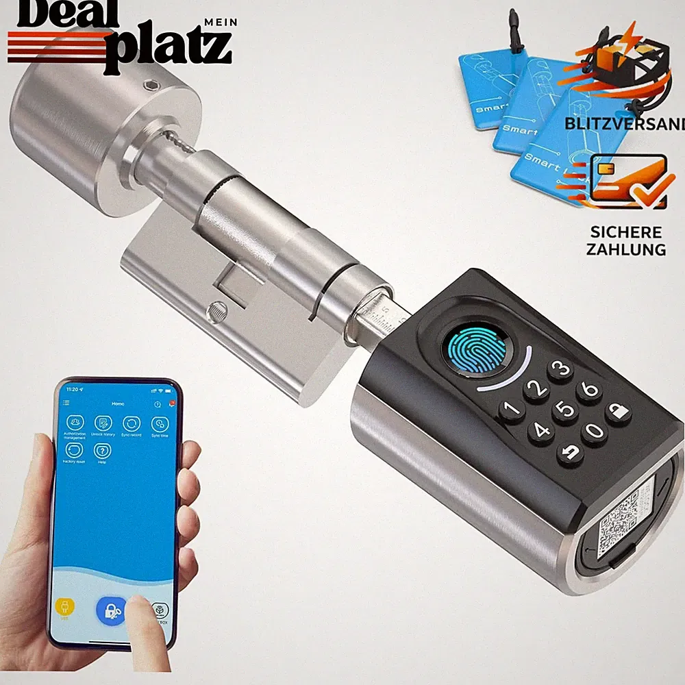 Türschloss Elektronisch Fingerabdruck RFID APP WiFi IP65 für Türen 30-70mm