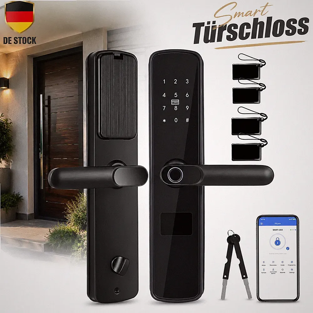 Türschloss Smart Fingerabdruck 4-in-1 Passwort Hebelgriff Metall Für Zuhause