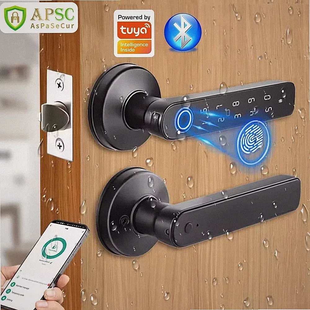Tuya App Bluetooth Smart Fingerabdruck Türschloss Passwort Mechanischer Schlüssel NFC