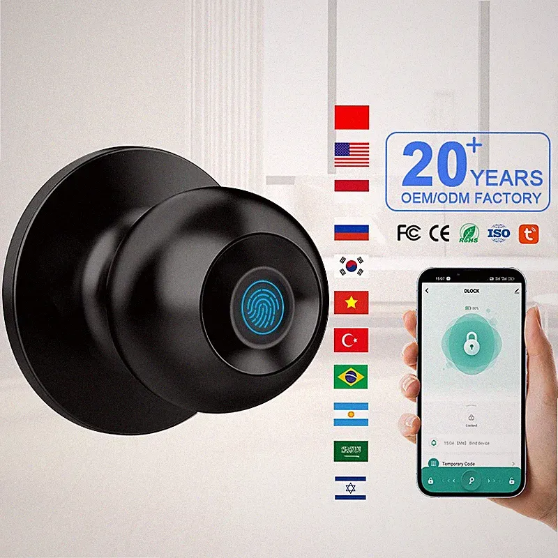Tuya APP Smart Türschloss Fingerabdruck Bluetooth Elektronisch Türknauf Keyless
