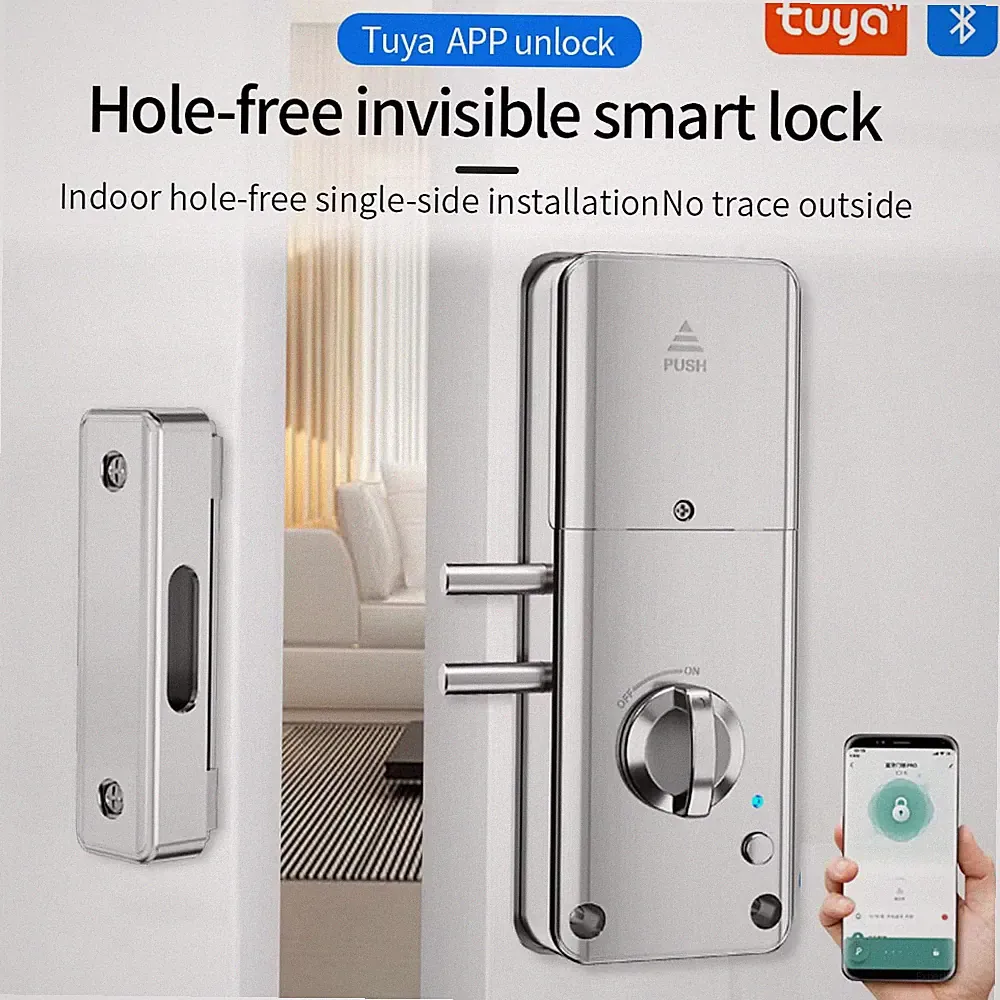 Tuya Smart Door Lock Indoor Invisible Wood Door Magnetic Lock IC Card APP Remote