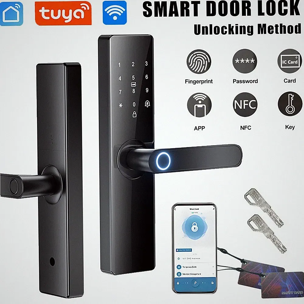 Tuya Smart Door Lock unterstützt Fingerabdruck / Passwort / APP / Magnetkarte /